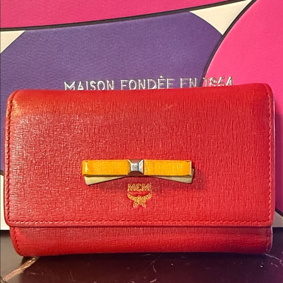 MCM Red Wallet with Gold Detail - Picture 1 of 2
